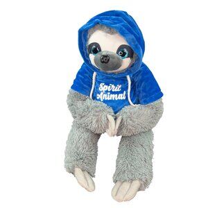 Toy Factory Plush Stuffed Animal Toy Sloth Gray with Blue Hoodie 22” Spirit Anim